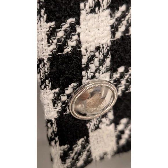 Women's Rachel Zoe Houndstooth Blazer M Black White - Picture 3 of 8
